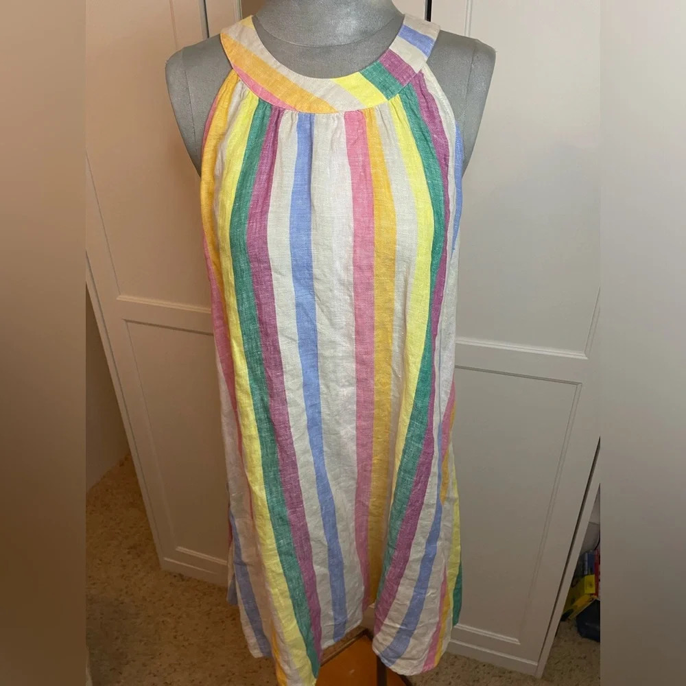 C&C California Multicolor Striped 100% Linen Dress size S